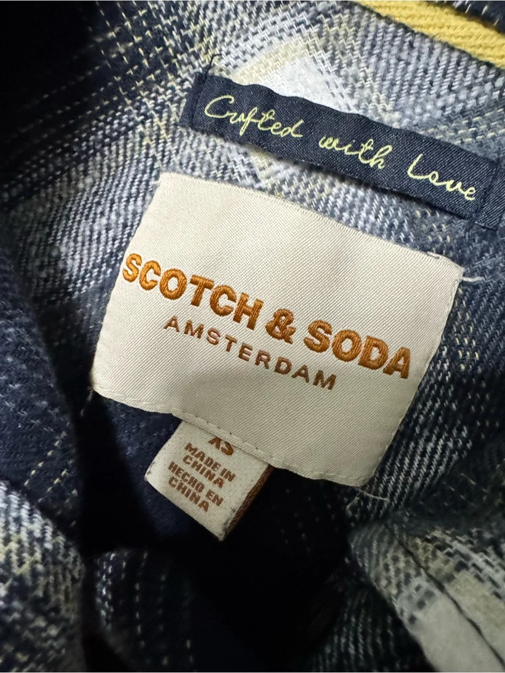 Scotch & Soda Navy and White Plaid Flannel Long Sleeved Top
